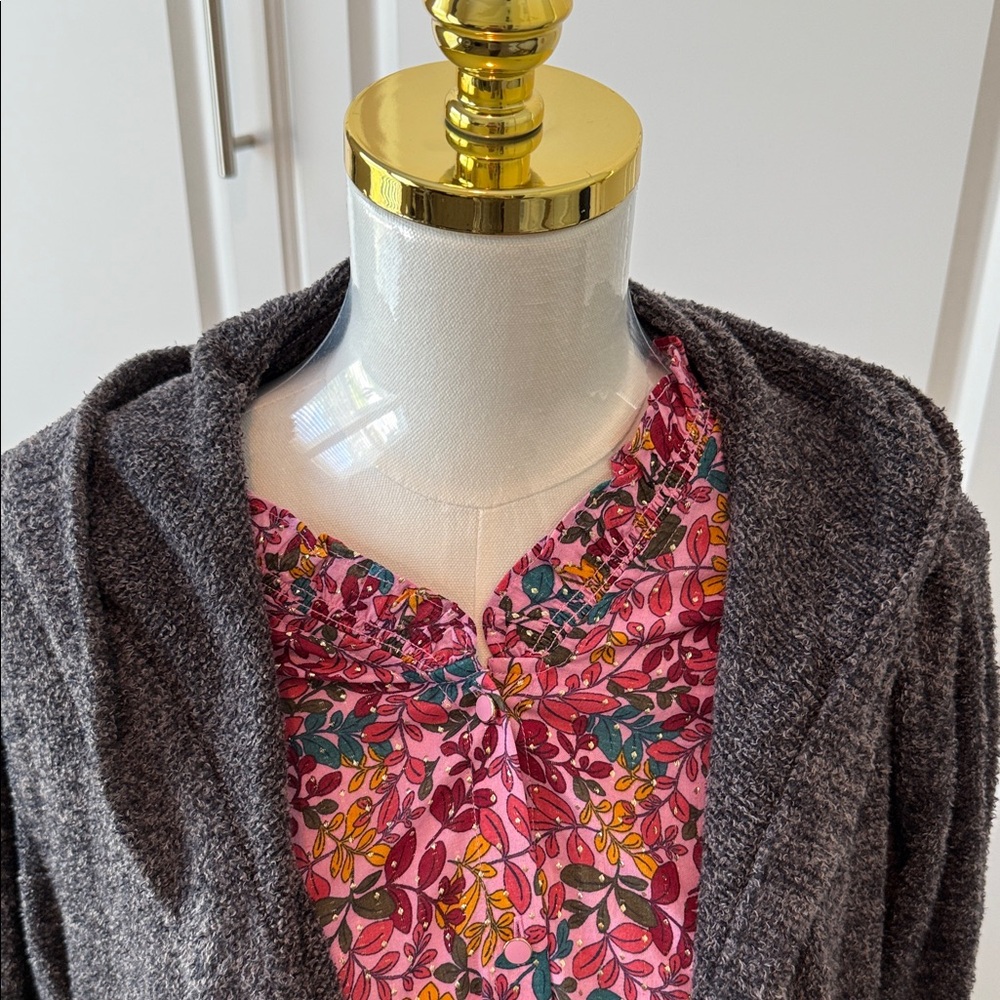 Barefoot Dreams Charcoal Hooded Cardigan - Picture 7 of 9